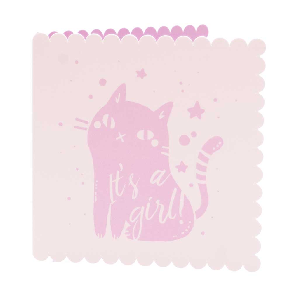 Geboortekaartje roze poes it's a girl.