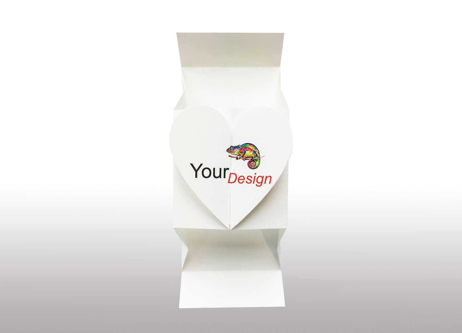 Kartonnen doosje met hartvorm, gepersonaliseerde opdruk. 