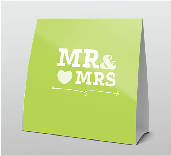 Trouwkaartje Mr & Mrs. in lime groen.