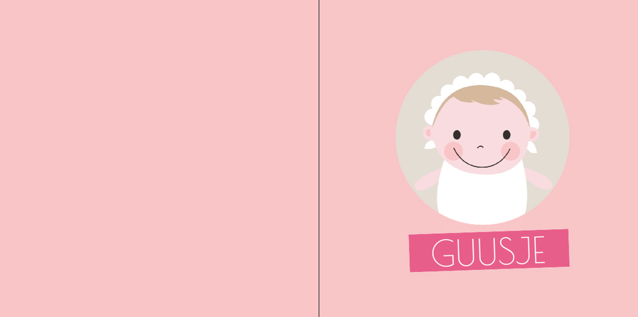 Geboortekaartje roze met grappige baby.