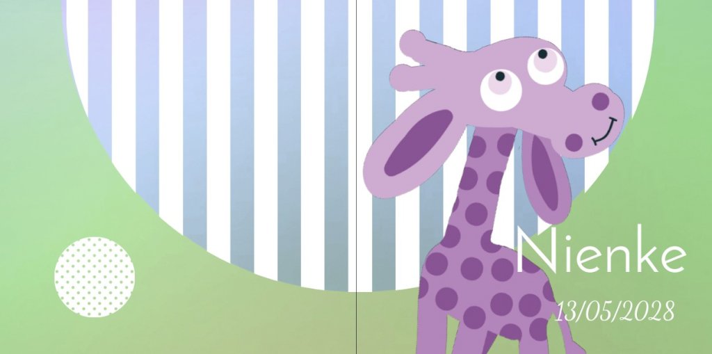 Geboortekaartje met lila giraf.